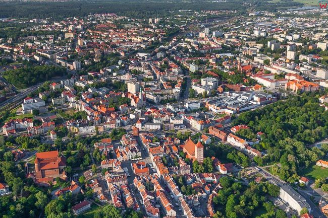 Olsztyn, panorama miasta od strony NW. EU, PL, warm-maz. Lotnicze.